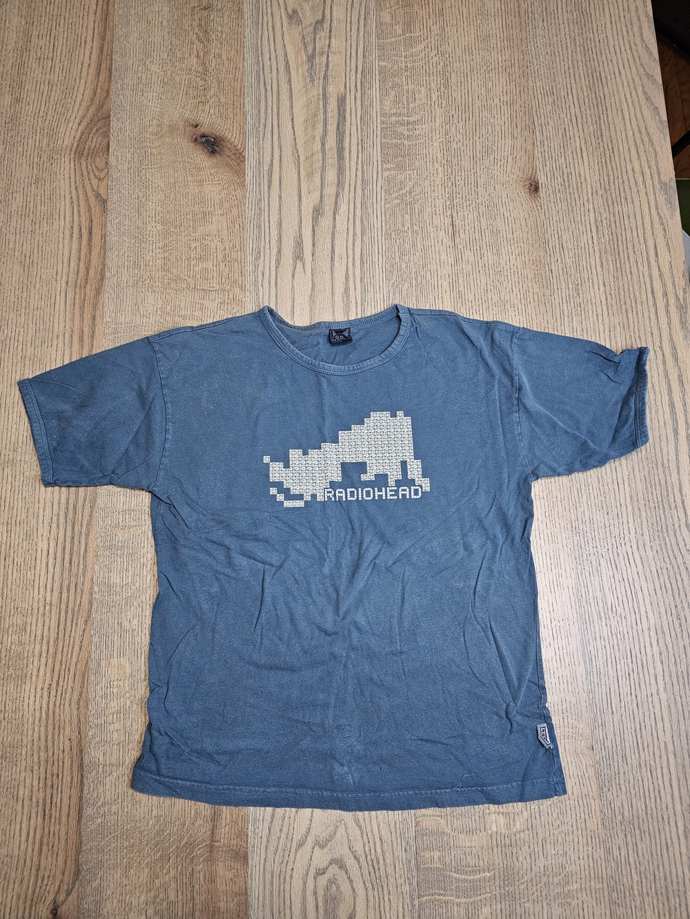 Radiohead Amnesiac Graphic Band Tee in Slate Blue Waste UK Sizing Vintage 2000s